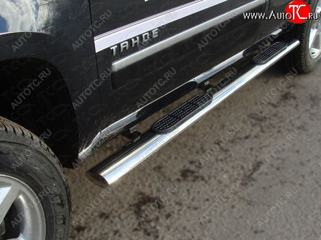 44 949 р. Пороги овальные с накладкой 120x60 мм ТСС Тюнинг  Chevrolet Tahoe  GMT900 (2006-2013) (серые)  с доставкой в г. Калуга