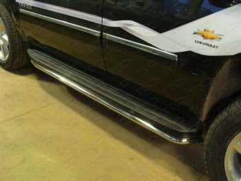 25 999 р. Защита порогов алюминий 42,4 мм, ТСС Тюнинг  Chevrolet Tahoe ( GMT900,  K2UC) (2006-2021)  с доставкой в г. Калуга. Увеличить фотографию 1