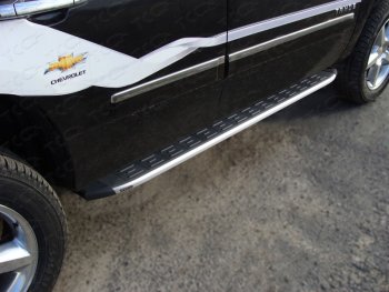 Пороги алюминиевые с пластиковой накладкой из 2х мест ТСС Тюнинг Chevrolet Tahoe K2UC (2014-2021)