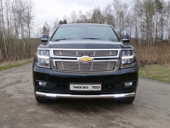 40 649 р. Защита переднего бампера нижняя с ДХО 76,1 мм ТСС Тюнинг Chevrolet Tahoe K2UC (2014-2021) (нержавейка)  с доставкой в г. Калуга. Увеличить фотографию 1