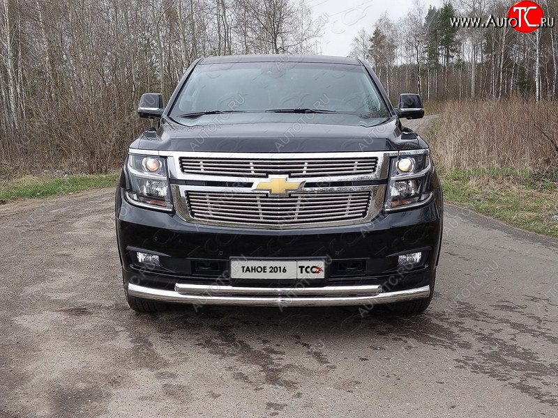 35 999 р. Защита передняя нижняя двойная 76,1*50,8 мм Тюнинг  Chevrolet Tahoe ( GMT900,  K2UC) (2006-2021) (нержавейка)  с доставкой в г. Калуга