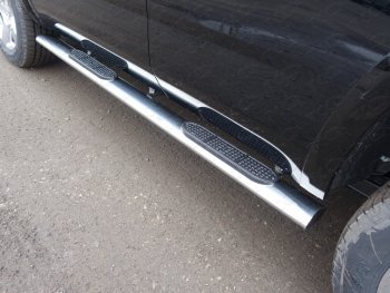 Пороги овальные с накладкой 120x60 мм ТСС Тюнинг Chevrolet (Шевролет) Tahoe (Тахо)  K2UC (2014-2021) K2UC  (серые)