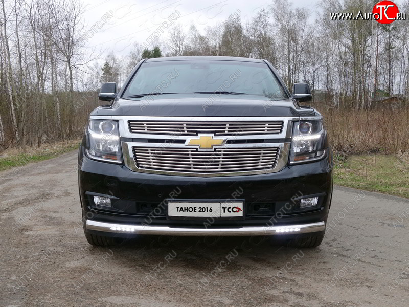 40 649 р. Защита переднего бампера нижняя с ДХО 76,1 мм ТСС Тюнинг  Chevrolet Tahoe  K2UC (2014-2021) (нержавейка)  с доставкой в г. Калуга