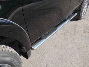 Пороги овальные с накладкой 120x60 мм ТСС Тюнинг Fiat (Фиат) Fullback (Фулбэк) (2016-2018)  (серые)