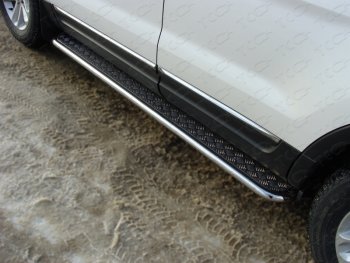 32 999 р. Пороги с площадкой 42,4 мм ТСС Тюнинг  Ford Explorer  U502 (2010-2016) (серые)  с доставкой в г. Калуга. Увеличить фотографию 1