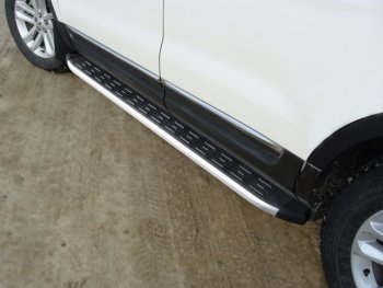 Пороги алюминиевые с пластиковой накладкой ТСС Тюнинг Ford (Форд) Explorer (Експлорер)  U502 (2010-2016) U502 дорестайлинг
