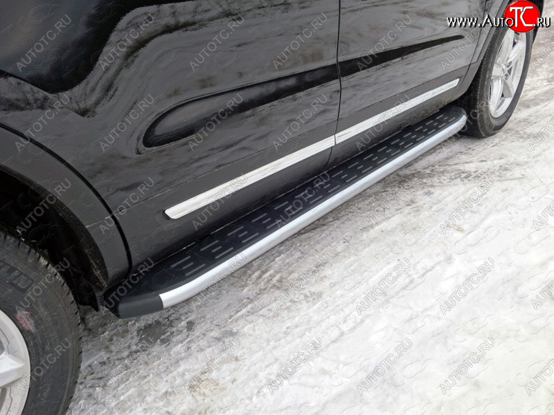 19 999 р. Пороги алюминиевые с пластиковой накладкой ТСС Тюнинг  Ford Explorer  U502 (2015-2018) (серые)  с доставкой в г. Калуга