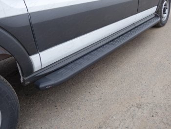 Правый порог алюминиевый с пластиковой накладкой ТСС Тюнинг Ford (Форд) Transit Connect (Транзит) (2013-2018)  (карбон черный)