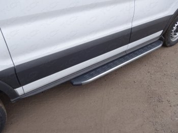 10 649 р. Порог алюминиевый с пластиковой накладкой, ТСС Тюнинг  Ford Transit Connect (2013-2018) (серый)  с доставкой в г. Калуга. Увеличить фотографию 1