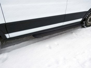 Порог правый алюминиевый Slim Line Black, ТСС Тюнинг Ford (Форд) Transit Connect (Транзит) (2013-2018)