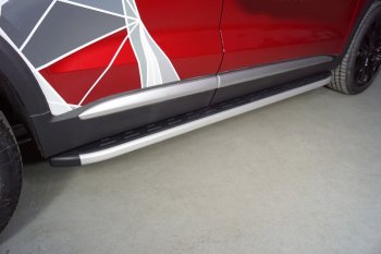 Пороги алюминиевые с пластиковой накладкой ТСС Тюнинг Geely Tugella FY11 (2019-2024)  (серые)