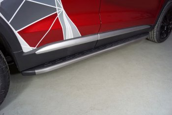 Пороги алюминиевые с пластиковой накладкой ТСС Тюнинг Geely Tugella FY11 (2019-2024)  (карбон серые)