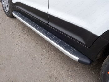 Пороги алюминиевые с пластиковой накладкой ТСС Тюнинг Hyundai (Хюндаи) Creta (Крета)  GS (2015-2021) GS дорестайлинг, рестайлинг