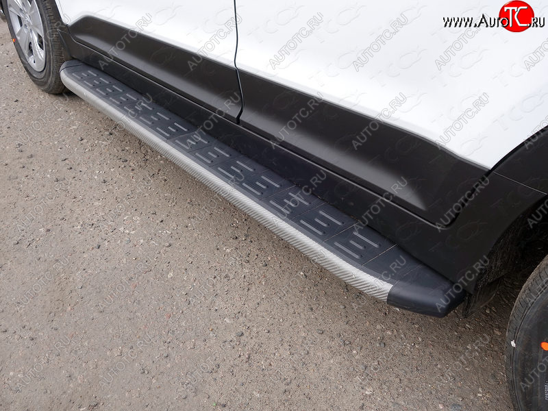 21 349 р. Пороги алюминиевые с пластиковой накладкой ТСС Тюнинг  Hyundai Creta  GS (2015-2021) (карбон серые)  с доставкой в г. Калуга