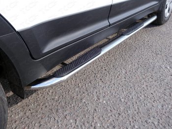 32 599 р. Пороги овальные гнутые с накладкой 75х42 мм  Hyundai Creta  GS (2015-2021) (серые)  с доставкой в г. Калуга. Увеличить фотографию 1