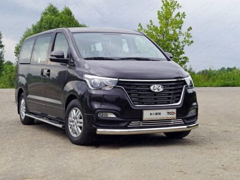 Защита переднего бампера нижняя овальная 75х42 мм ТСС Тюнинг Hyundai (Хюндаи) Starex/Grand Starex/H1 (старекс)  2 TQ (2018-2024) 2 TQ 2 рестайлинг  (нержавейка)