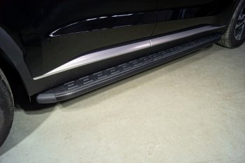 21 349 р. Пороги алюминиевые с пластиковой накладкой ТСС Тюнинг  Hyundai Palisade  LX2 (2018-2022) (карбон черные)  с доставкой в г. Калуга. Увеличить фотографию 1