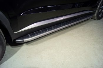 21 349 р. Пороги алюминиевые с пластиковой накладкой ТСС Тюнинг  Hyundai Palisade  LX2 (2018-2022) (карбон серые)  с доставкой в г. Калуга. Увеличить фотографию 1