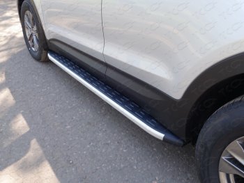 Пороги алюминиевые с пластиковой накладкой ТСС Тюнинг Hyundai (Хюндаи) Santa Fe (Санта)  2 CM (2009-2012) 2 CM рестайлинг