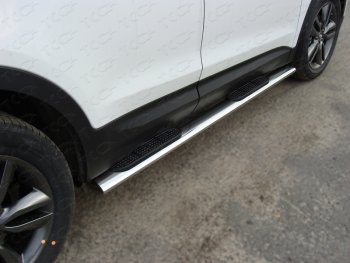 Пороги овальные с накладкой 120*60 мм ТСС Тюнинг Hyundai (Хюндаи) Santa Fe (Санта)  3 DM (2012-2016) 3 DM дорестайлинг