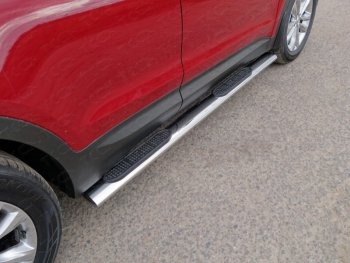 41 999 р. Пороги овальные с накладкой 120х60 мм Premium ТСС Тюнинг Hyundai Santa Fe 3 DM рестайлинг (2015-2019) (серые)  с доставкой в г. Калуга. Увеличить фотографию 1