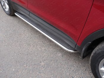 39 799 р. Пороги с площадкой 42,4 мм ТСС Тюнинг  Hyundai Santa Fe  3 DM (2015-2019) (нержавейка)  с доставкой в г. Калуга. Увеличить фотографию 1