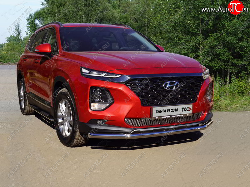 17 999 р. Защита переднего бампера нижняя d60,3 мм ТСС Тюнинг  Hyundai Santa Fe  4 TM (2018-2021) (нержавейка)  с доставкой в г. Калуга