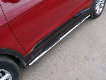 34 749 р. Пороги овальные с накладкой 75х42 мм ТСС Тюнинг  Hyundai Santa Fe  4 TM (2018-2021) (серые)  с доставкой в г. Калуга. Увеличить фотографию 1