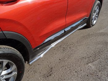 23 999 р. Защита порогов труба d60,3 мм ТСС Тюнинг  Hyundai Santa Fe  4 TM (2018-2021) (серые)  с доставкой в г. Калуга. Увеличить фотографию 1