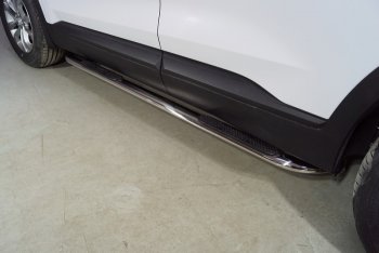 35 549 р. Пороги овальные гнутые с накладкой 75х42 мм  Hyundai Santa Fe  4 TM (2020-2024) (серые)  с доставкой в г. Калуга. Увеличить фотографию 1