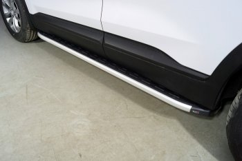 Пороги алюминиевые с пластиковой накладкой ТСС Тюнинг Hyundai (Хюндаи) Santa Fe (Санта)  4 TM (2018-2021) 4 TM дорестайлинг