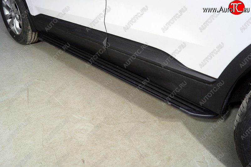 21 349 р. Пороги алюминиевые Slim Line ТСС Тюнинг  Hyundai Santa Fe  4 TM (2020-2024) (Black)  с доставкой в г. Калуга