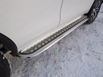 37 999 р. Пороги с площадкой 75х42 мм ТСС Тюнинг  Hyundai Grand Santa Fe  1 DM (2013-2016) (серые)  с доставкой в г. Калуга. Увеличить фотографию 1