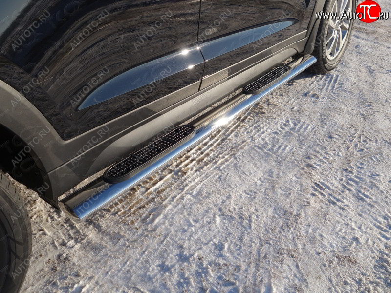 39 699 р. Пороги овальные с накладкой 120х60 мм ТСС Тюнинг  Hyundai Tucson  3 TL (2015-2018) (серые)  с доставкой в г. Калуга