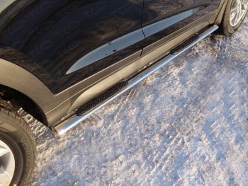 29 999 р. Пороги овальные с накладкой 75х42 мм ТСС Тюнинг  Hyundai Tucson  3 TL (2015-2018) (серые)  с доставкой в г. Калуга. Увеличить фотографию 1
