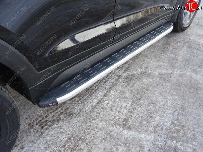 19 999 р. Пороги алюминиевые с пластиковой накладкой ТСС Тюнинг  Hyundai Tucson  3 TL (2015-2018) (серые)  с доставкой в г. Калуга