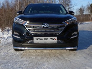 Защита переднего бампера нижняя с ДХО 60,3 мм ТСС Тюнинг Hyundai (Хюндаи) Tucson (Туссон)  3 TL (2015-2018) 3 TL дорестайлинг  (нержавейка)