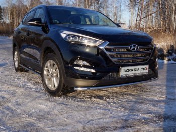 16 549 р. Защита переднего бампера нижняя d42,4 мм ТСС Тюнинг  Hyundai Tucson  3 TL (2015-2018) (нержавейка)  с доставкой в г. Калуга. Увеличить фотографию 1