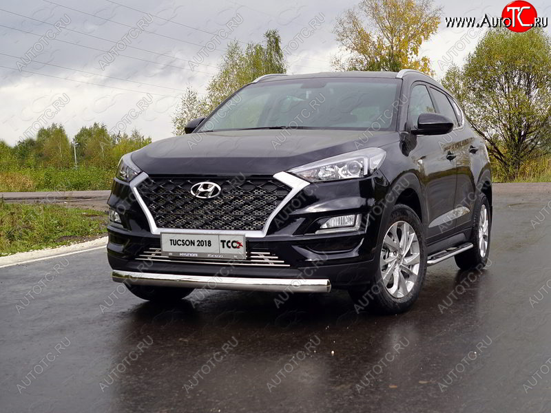 20 899 р. Защита переднего бампера овальная 75х42 мм ТСС Тюнинг  Hyundai Tucson  3 TL (2018-2021) (нержавейка)  с доставкой в г. Калуга