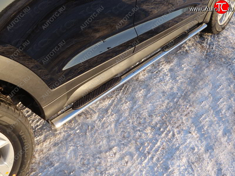 32 599 р. Пороги овальные с накладкой 75х42 мм ТСС Тюнинг  Hyundai Tucson  3 TL (2018-2021) (серые)  с доставкой в г. Калуга