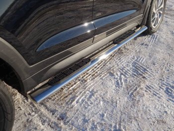 41 999 р. Пороги овальные с накладкой 120х60 мм ТСС Тюнинг  Hyundai Tucson  3 TL (2018-2021) (серые)  с доставкой в г. Калуга. Увеличить фотографию 1