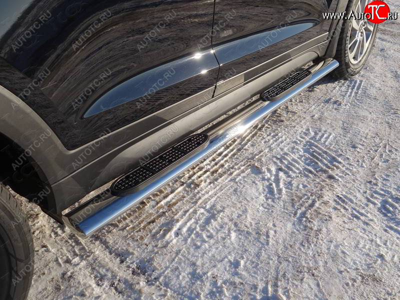 41 999 р. Пороги овальные с накладкой 120х60 мм ТСС Тюнинг  Hyundai Tucson  3 TL (2018-2021) (серые)  с доставкой в г. Калуга