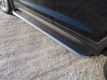 53 949 р. Пороги с площадкой 75х42 мм ТСС Тюнинг  Hyundai Santa Fe  4 TM (2018-2021) (нержавейка)  с доставкой в г. Калуга. Увеличить фотографию 1