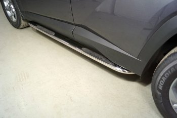 36 999 р. Пороги овальные гнутые с накладкой 75х42 мм  Hyundai Tucson  4 NX4 (2020-2022) (серые)  с доставкой в г. Калуга. Увеличить фотографию 1
