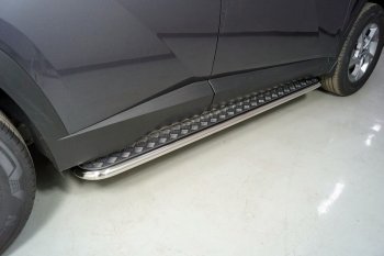 32 999 р. Пороги с площадкой 42,4 мм ТСС Тюнинг  Hyundai Tucson  4 NX4 (2020-2022) (серые)  с доставкой в г. Калуга. Увеличить фотографию 1