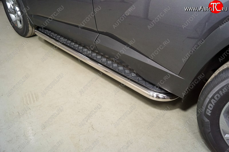 37 199 р. Пороги с площадкой 60,3 мм ТСС Тюнинг  Hyundai Tucson  4 NX4 (2020-2022) (серые)  с доставкой в г. Калуга