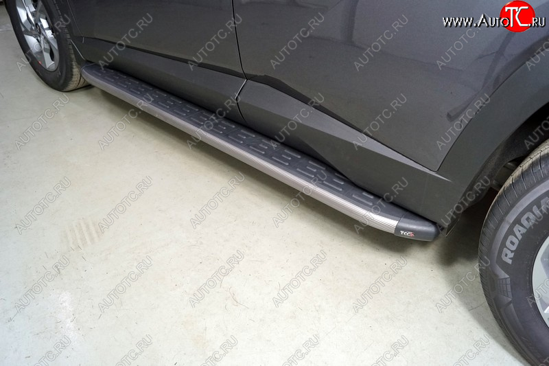 21 349 р. Пороги алюминиевые с пластиковой накладкой ТСС Тюнинг  Hyundai Tucson  4 NX4 (2020-2022) (карбон серые)  с доставкой в г. Калуга