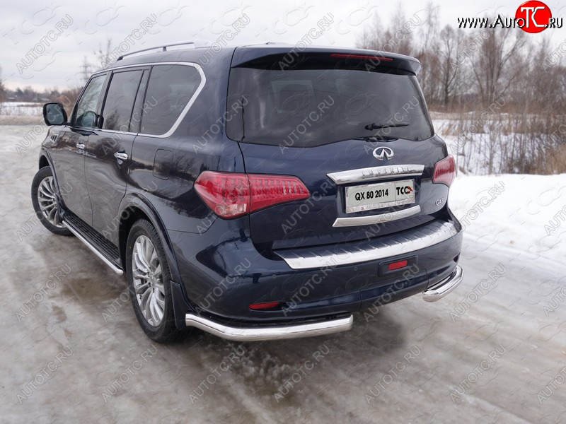 29 999 р. Защита задняя (уголки, нержавейка 76,1 мм) ТСС Тюнинг  INFINITI QX80 (2014-2018)  с доставкой в г. Калуга