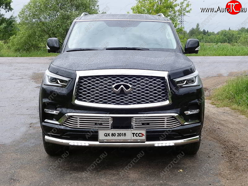 44 499 р. Защита переднего бампера нижняя с ДХО 76,1 мм ТСС Тюнинг  INFINITI QX80 (2018-2024) (нержавейка)  с доставкой в г. Калуга