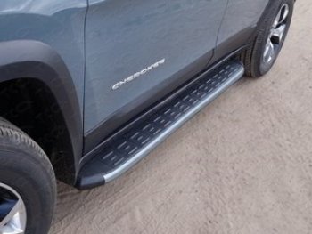 21 349 р. Пороги алюминиевые с пластиковой накладкой ТСС Тюнинг  Jeep Cherokee  Trailhawk (2014-2024) (серые)  с доставкой в г. Калуга. Увеличить фотографию 1